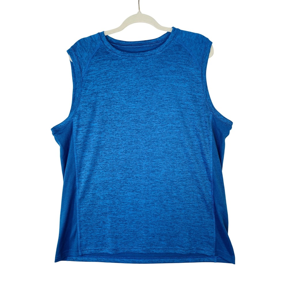 BCG Mens Blue Space Dye Muscle Tank Top Sleeveless Athletic Gym Shirt Large